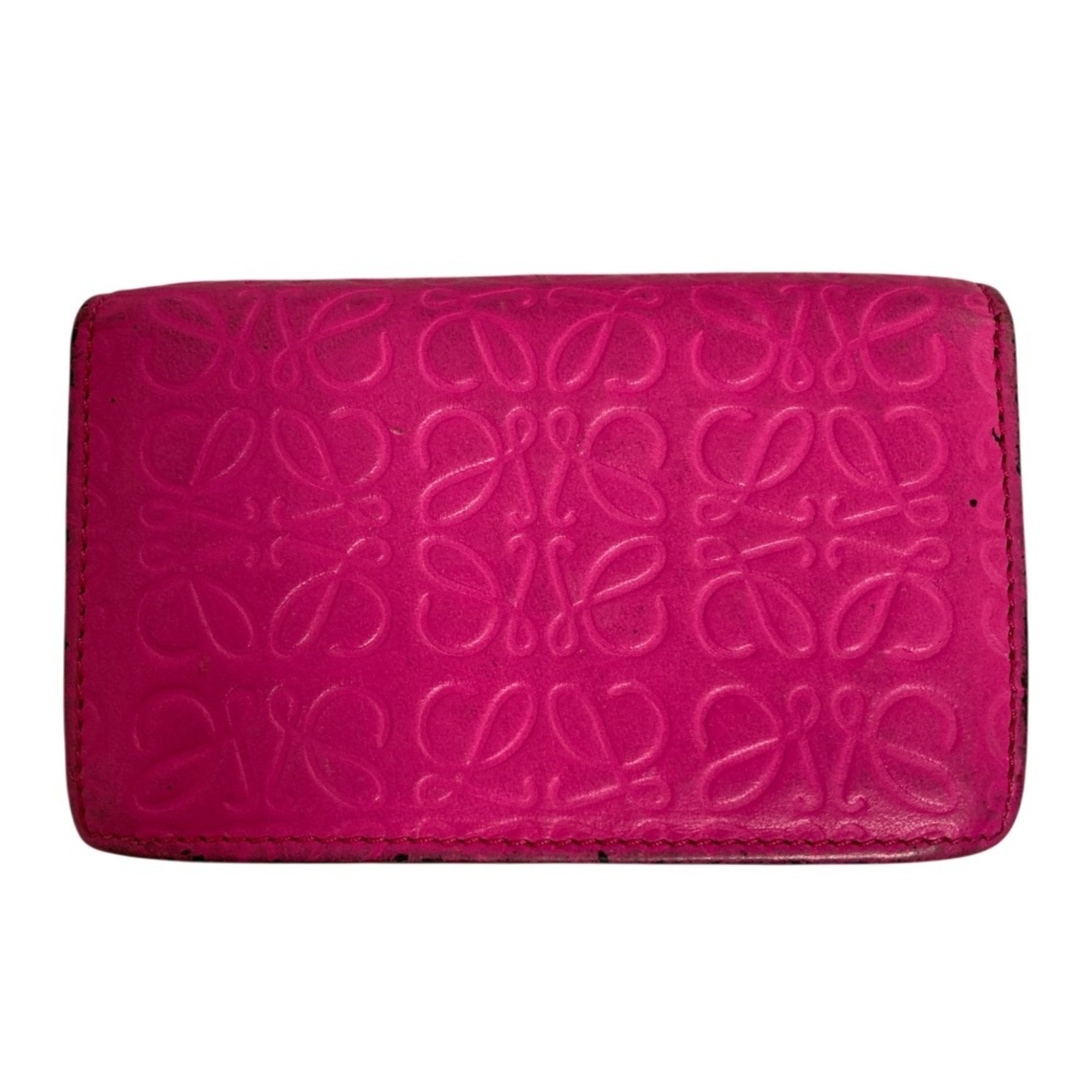 Loewe Repeat Anagram Leather Business Card Holder/Card Case, Pink, Women's